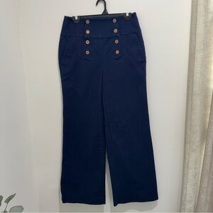 Lauren Ralph Lauren Sailor Button Wide Leg Pants Navy Blue Size 8
